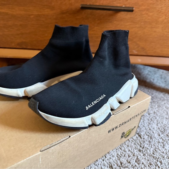Balenciaga Black and White Sock Sneakers size women 7